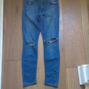 Blue Skinny Jeans with Distressed Knees